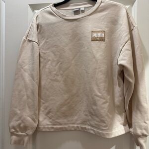 Puma Beige Crewneck Sweatshirt with Chest Logo